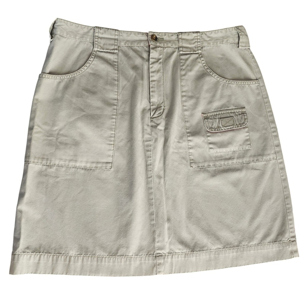 Eddie Bauer Cargo Skirt Women 16 Khaki Sage Solid Straight Y2K Earthy Gorpcore